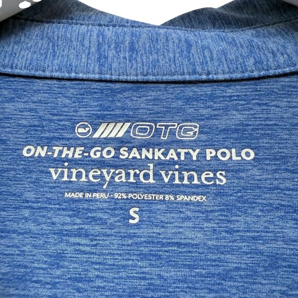 Vineyard Vines Performance Sankaty Polo  Small Mens Short Sleeve Golf Shirt Blue - Picture 8 of 10